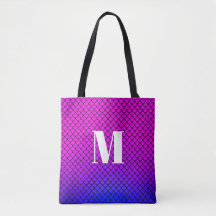 Modern Purple Pink Ombre Mermaid Scales Monogram