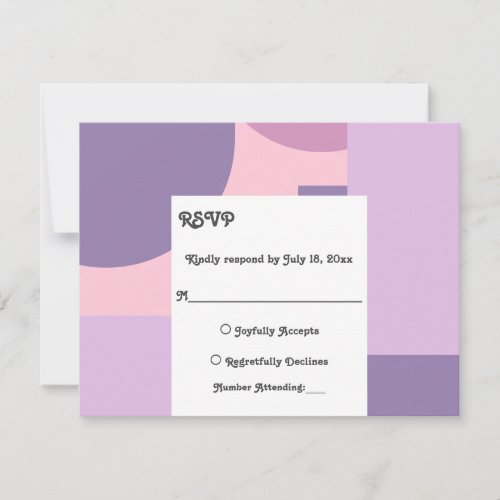 Modern Purple Pink Pastel Retro Abstract Wedding RSVP Card