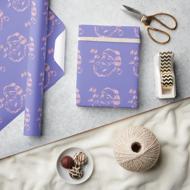 Modern Purple Pink Santa Claus Father Christmas Wrapping Paper (Crafts)