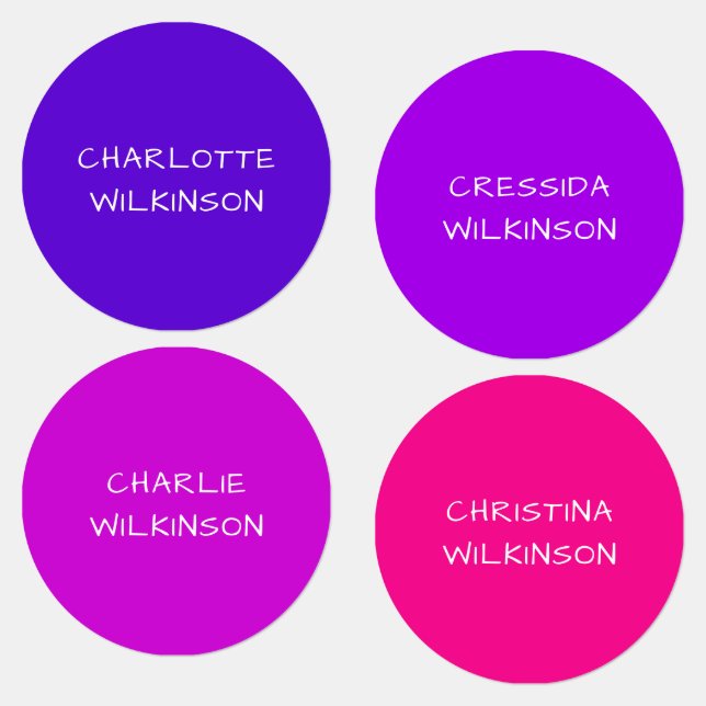 Modern Purple Pink School Teacher Custom Labels (Group)