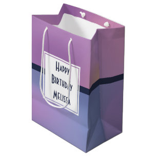 Modern Purple & Pink Swirling Abstract Birthday Medium Gift Bag
