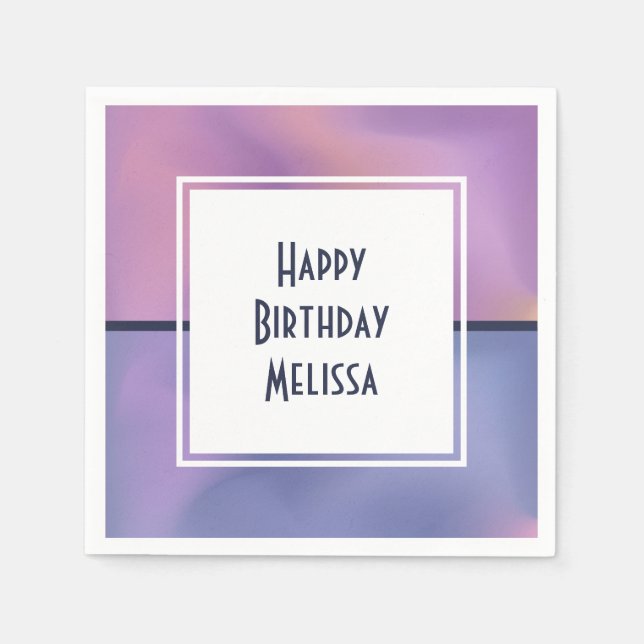 Modern Purple & Pink Swirling Abstract Birthday Napkins (Front)