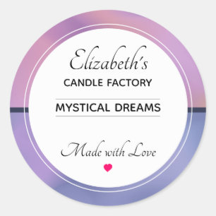 Modern Purple & Pink Swirling Abstract Candle Biz Classic Round Sticker