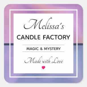 Modern Purple & Pink Swirling Abstract Candle Biz Square Sticker