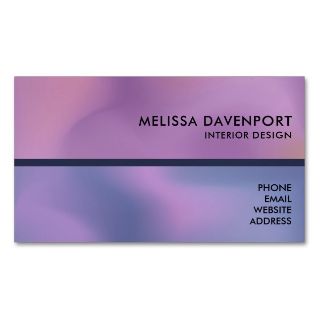 Modern Purple & Pink Swirling Abstract Design Business Card Magnet (Front)