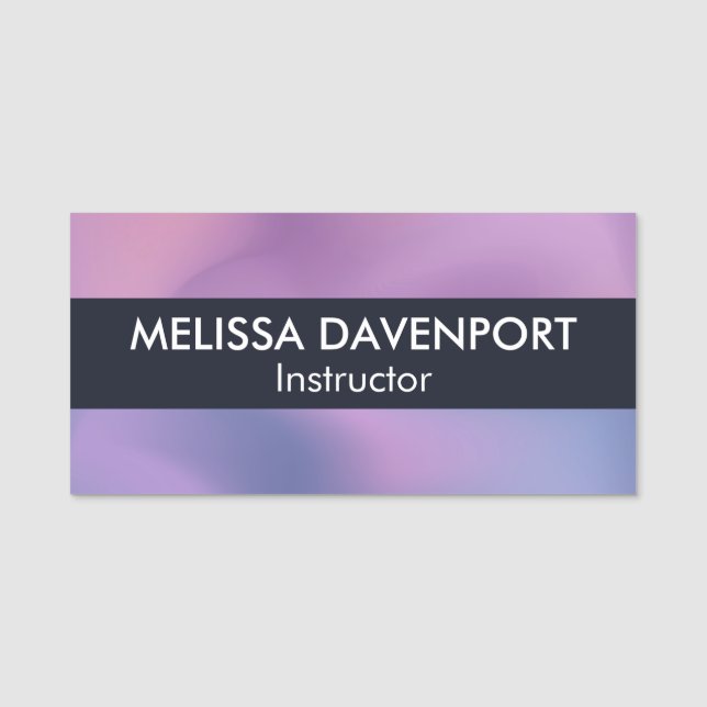 Modern Purple & Pink Swirling Abstract Design Name Tag (Front)