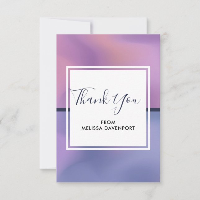 Modern Purple & Pink Swirling Abstract Design Thank You Card (Front)