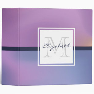 Modern Purple & Pink Swirling Abstract Monogram 3 Ring Binder