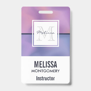 Modern Purple & Pink Swirling Abstract Monogram Badge