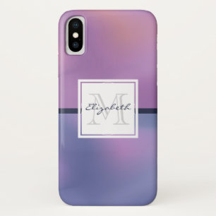 Modern Purple & Pink Swirling Abstract Monogram iPhone X Case