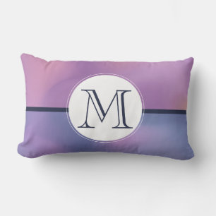 Modern Purple & Pink Swirling Abstract Monogram Lumbar Pillow