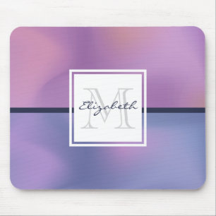 Modern Purple & Pink Swirling Abstract Monogram Mouse Pad