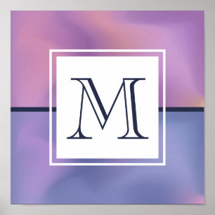 Modern Purple & Pink Swirling Abstract Monogram Poster