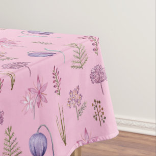 Modern Purple Pink Wildflower Baby Shower Decor Tablecloth