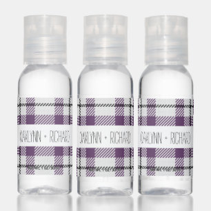 Modern Purple Plaid Monogram Hand Sanitizer