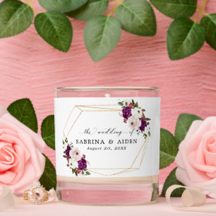 Modern Purple Plum Blush Pink Floral Wedding Scented Candle