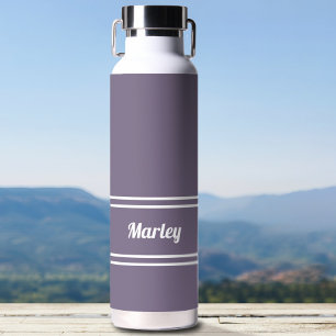 Modern Purple Plum Minimal Stylish Classic Name Water Bottle