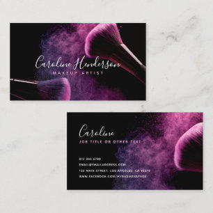 Modern Purple Powder & Brushes Makeup Artist Business Card