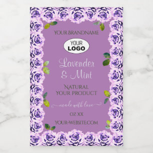 Modern Purple Product Labels Flowering Roses Logo