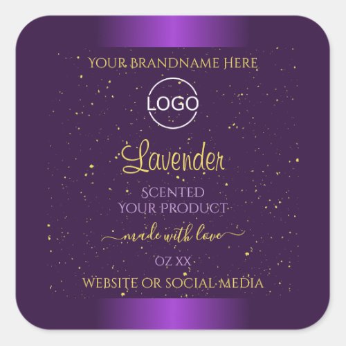 Modern Purple Product Labels Gold Glitter Add Logo