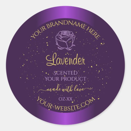 Modern Purple Product Labels Gold Glitter Floral