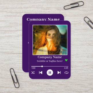 Modern Purple QR Code Music Player Song Photo Business Card