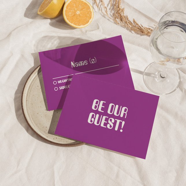 Modern Purple Retro Groovy Bright Bold Wedding  RSVP Card (Creator Uploaded)