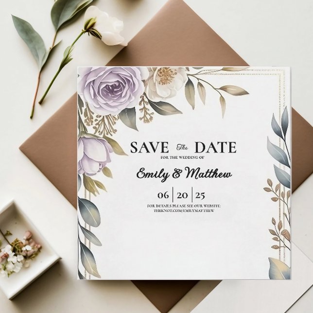 Modern Purple Rose Designer Save The Date (Creator Uploaded)