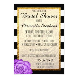 Modern Purple Rose Faux Gold Foil Bridal Shower Card