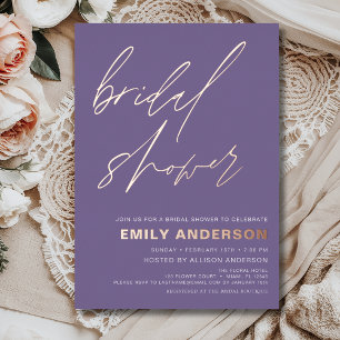 Modern Purple Rose Gold Bridal Shower Chic Foil Invitation