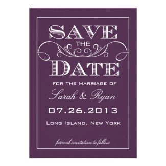 Modern Purple Save the Date Cards