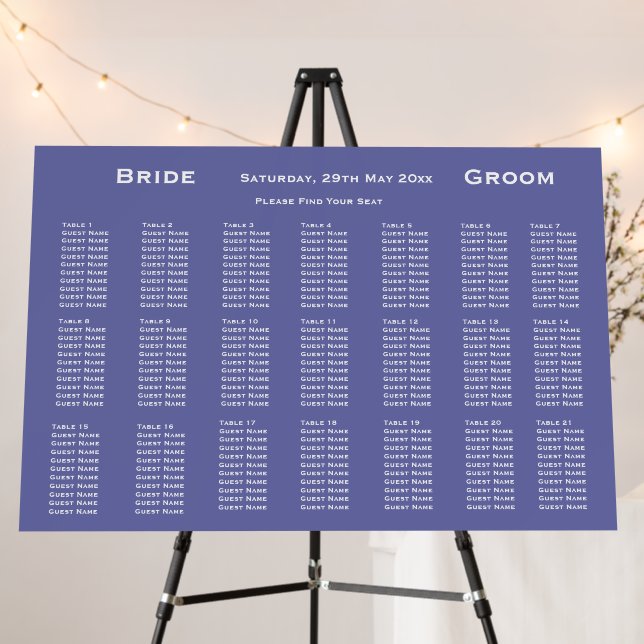 Modern Purple Scampi Wedding Seating Chart Foam Board (In Situ (Stand))