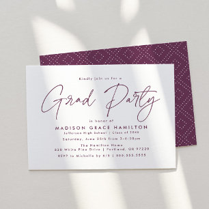 Modern Purple Script Graduation Party Invitation