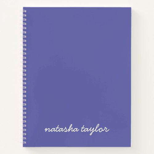 Modern Purple Script Monogram Name Notebook
