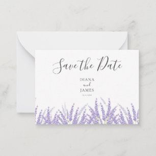 Modern Purple Script QR Code Save the date Note Card