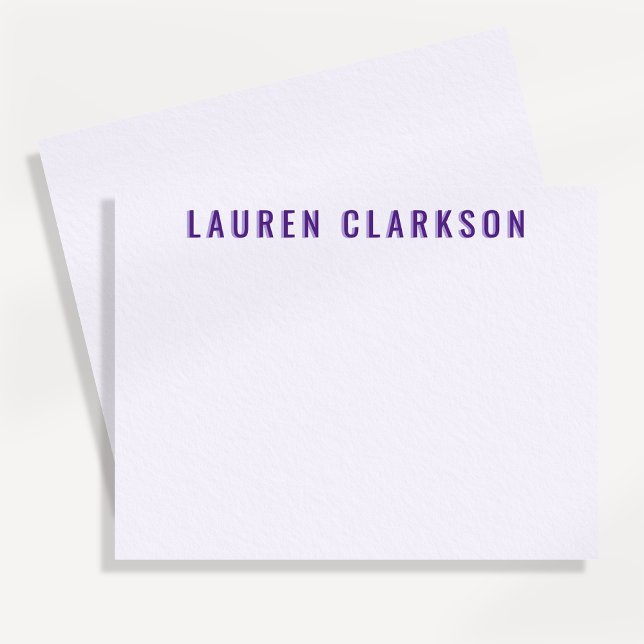 Modern Purple Shadow Name Personalized Note Card (Creator Uploaded)