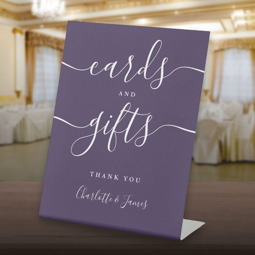 Modern Purple Signature Script Cards And Gifts Pedestal Sign