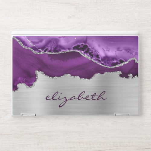 Modern Purple Silver Agate Metallic HP Laptop Skin