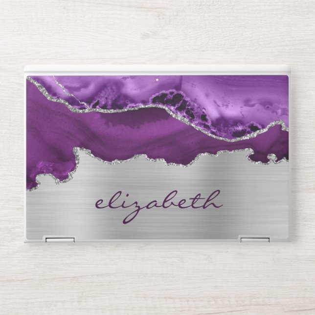 Modern Purple Silver Agate Metallic HP Laptop Skin (Front)