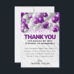 Modern Purple Silver Balloon Glitter Birthday Thank You Card<br><div class="desc">Modern Glam Purple Violet Silver Balloon Glitter Sparkle Any Age Thank You Birthday Card</div>