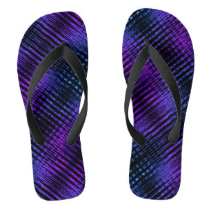 Modern Purple Sine Waves Pattern Flip Flops