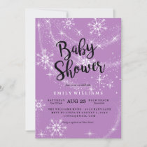 Modern Purple Snowflake Baby Shower Invitation