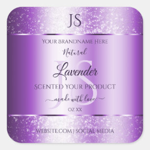 Modern Purple Soft Glitter Product Labels Monogram