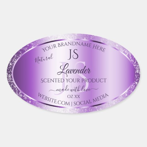 Modern Purple Soft Glitter Product Labels Monogram