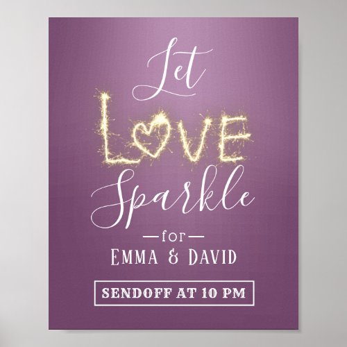 Modern Purple Sparkler Send Off Wedding Sign