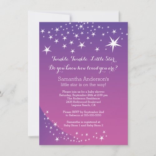 Modern Purple Star Baby Shower Invitation