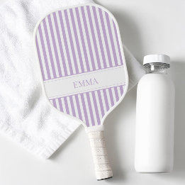 Modern Purple Striped Cool Preppy Simple Name Pickleball Paddle