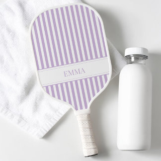 Modern Purple Striped Cool Preppy Simple Name Pickleball Paddle
