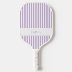 Modern Purple Striped Cool Preppy Simple Name Pickleball Paddle