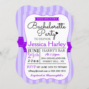 Modern Purple Stripes Bachelorette Party Invitation